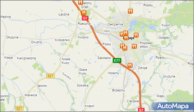 mapa Sakówko, Sakówko na mapie Targeo