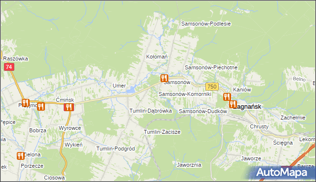 mapa Samsonów-Komorniki, Samsonów-Komorniki na mapie Targeo