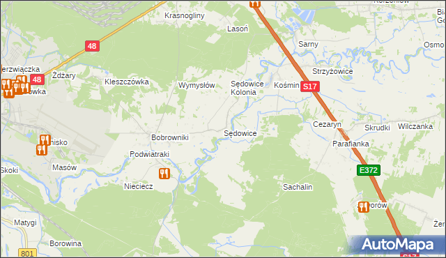 mapa Sędowice gmina Ryki, Sędowice gmina Ryki na mapie Targeo