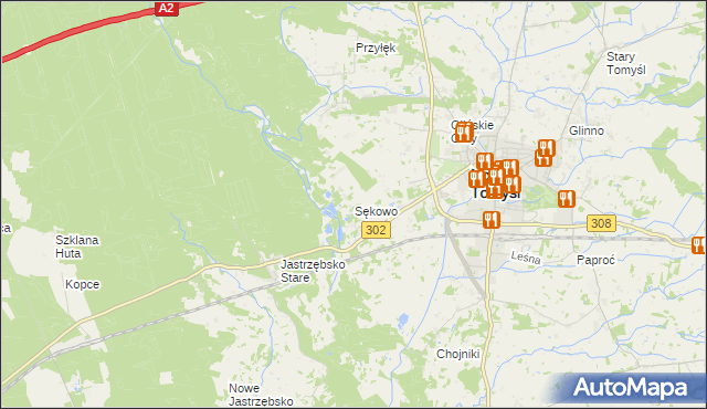 mapa Sękowo gmina Nowy Tomyśl, Sękowo gmina Nowy Tomyśl na mapie Targeo