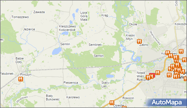 mapa Semlin gmina Starogard Gdański, Semlin gmina Starogard Gdański na mapie Targeo
