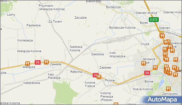 mapa Siedliska gmina Zamość, Siedliska gmina Zamość na mapie Targeo