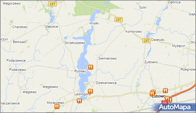 mapa Siemianowo gmina Łubowo, Siemianowo gmina Łubowo na mapie Targeo