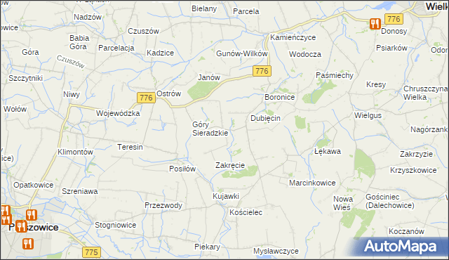 mapa Sieradzice, Sieradzice na mapie Targeo