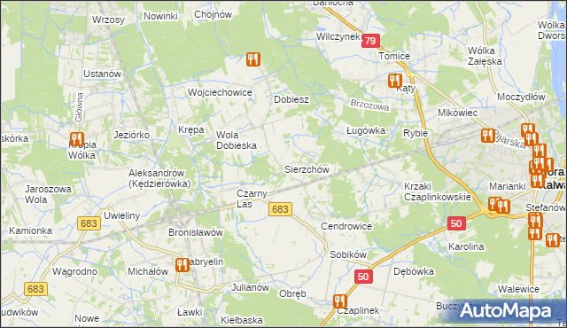 mapa Sierzchów gmina Góra Kalwaria, Sierzchów gmina Góra Kalwaria na mapie Targeo