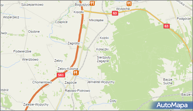 mapa Sierzputy Zagajne, Sierzputy Zagajne na mapie Targeo