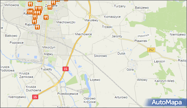 mapa Sikorowo gmina Inowrocław, Sikorowo gmina Inowrocław na mapie Targeo