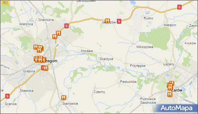 mapa Skarżyce gmina Strzegom, Skarżyce gmina Strzegom na mapie Targeo