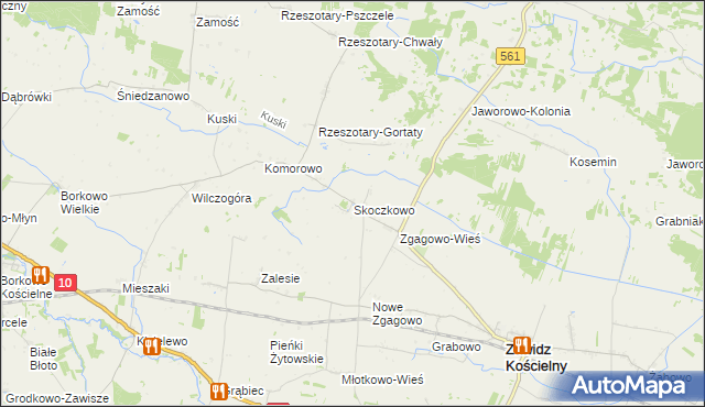 mapa Skoczkowo gmina Zawidz, Skoczkowo gmina Zawidz na mapie Targeo