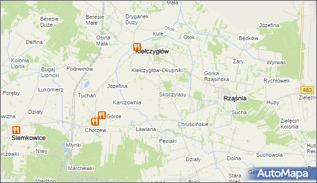 mapa Skoczylasy, Skoczylasy na mapie Targeo