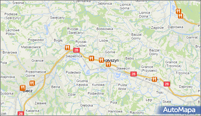 mapa Skołyszyn, Skołyszyn na mapie Targeo