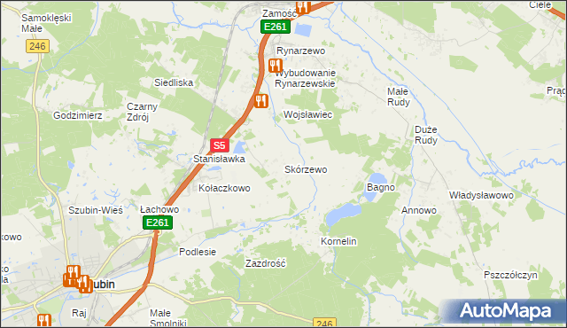 mapa Skórzewo gmina Szubin, Skórzewo gmina Szubin na mapie Targeo