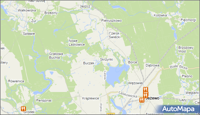 mapa Skrzynki gmina Jeżewo, Skrzynki gmina Jeżewo na mapie Targeo