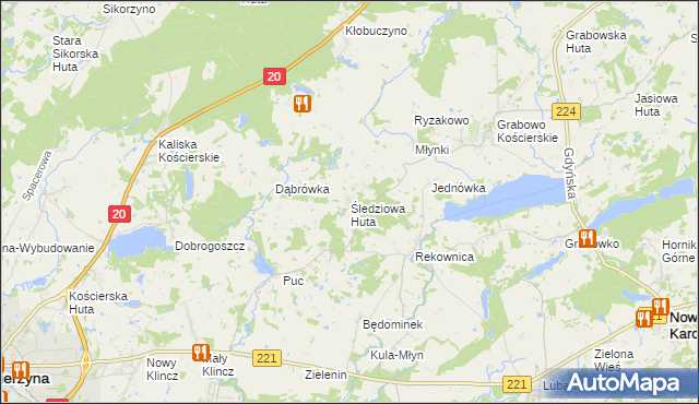mapa Śledziowa Huta, Śledziowa Huta na mapie Targeo