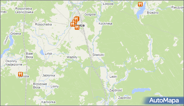 mapa Śliwiczki, Śliwiczki na mapie Targeo