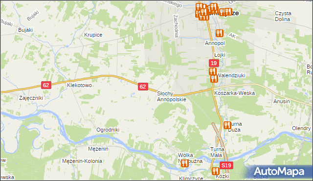 mapa Słochy Annopolskie, Słochy Annopolskie na mapie Targeo