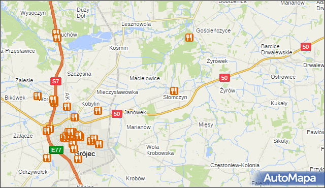 mapa Słomczyn gmina Grójec, Słomczyn gmina Grójec na mapie Targeo