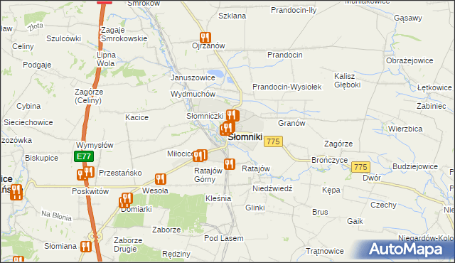 mapa Słomniki, Słomniki na mapie Targeo