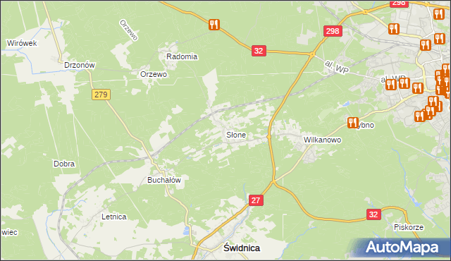 mapa Słone gmina Świdnica, Słone gmina Świdnica na mapie Targeo