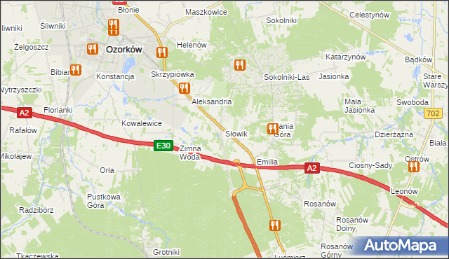 mapa Słowik gmina Zgierz, Słowik gmina Zgierz na mapie Targeo