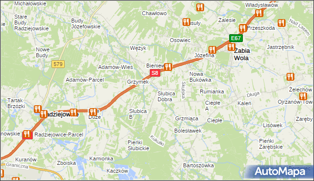 mapa Słubica Dobra, Słubica Dobra na mapie Targeo