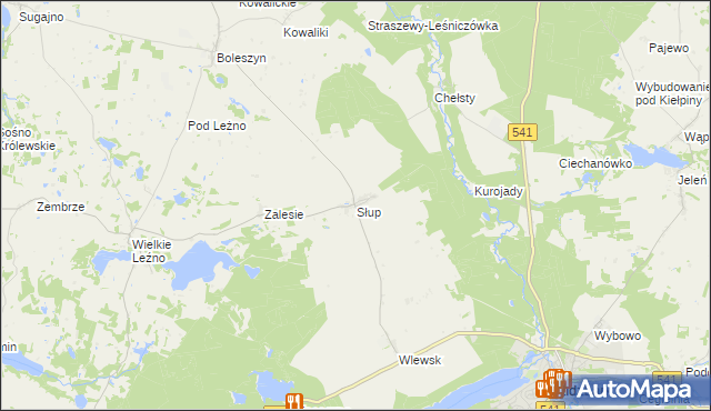 mapa Słup gmina Lidzbark, Słup gmina Lidzbark na mapie Targeo