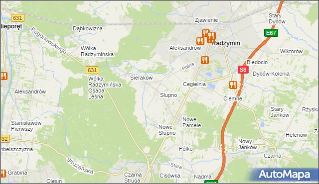 mapa Słupno gmina Radzymin, Słupno gmina Radzymin na mapie Targeo