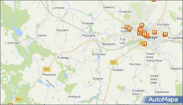 mapa Smokowo gmina Kętrzyn, Smokowo gmina Kętrzyn na mapie Targeo