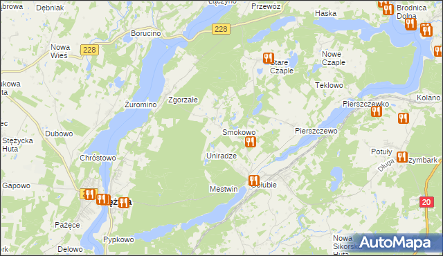 mapa Smokowo gmina Stężyca, Smokowo gmina Stężyca na mapie Targeo