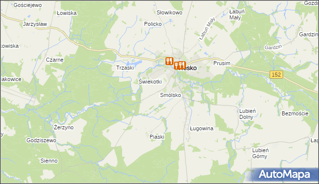 mapa Smólsko gmina Resko, Smólsko gmina Resko na mapie Targeo