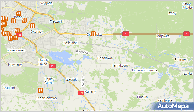 mapa Sobolewo gmina Supraśl, Sobolewo gmina Supraśl na mapie Targeo