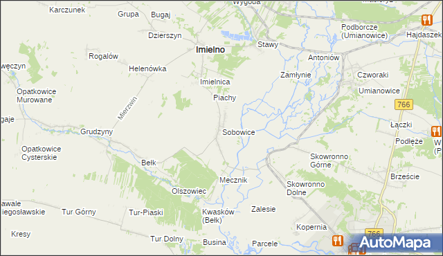 mapa Sobowice gmina Imielno, Sobowice gmina Imielno na mapie Targeo