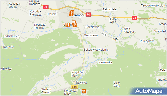 mapa Sokołówka-Kolonia, Sokołówka-Kolonia na mapie Targeo