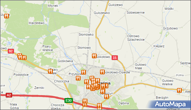 mapa Sokołowo gmina Września, Sokołowo gmina Września na mapie Targeo