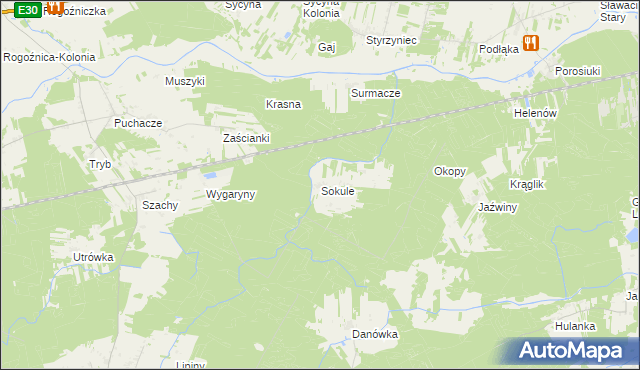 mapa Sokule gmina Drelów, Sokule gmina Drelów na mapie Targeo