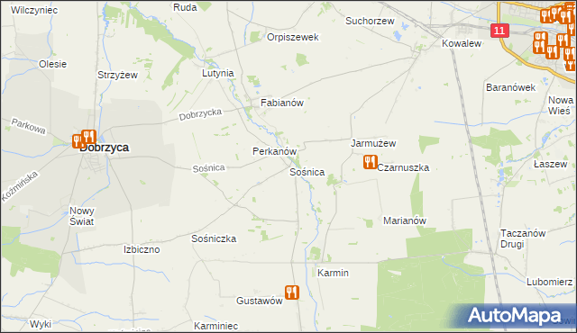 mapa Sośnica gmina Dobrzyca, Sośnica gmina Dobrzyca na mapie Targeo