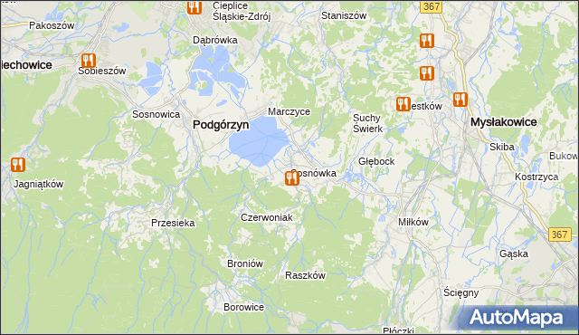 mapa Sosnówka gmina Podgórzyn, Sosnówka gmina Podgórzyn na mapie Targeo