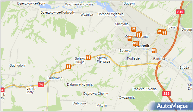 mapa Spławy Pierwsze, Spławy Pierwsze na mapie Targeo