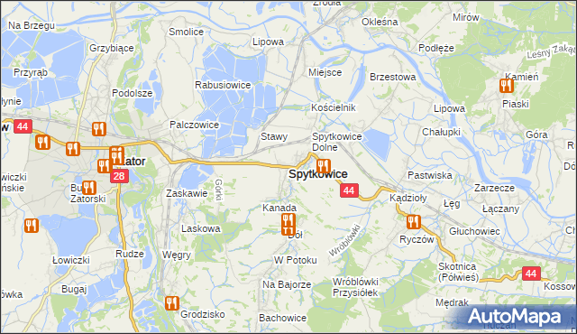 mapa Spytkowice powiat wadowicki, Spytkowice powiat wadowicki na mapie Targeo