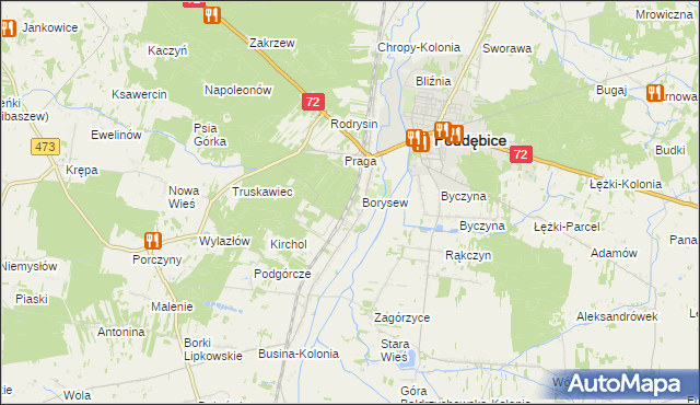 mapa Stacja Poddębice, Stacja Poddębice na mapie Targeo