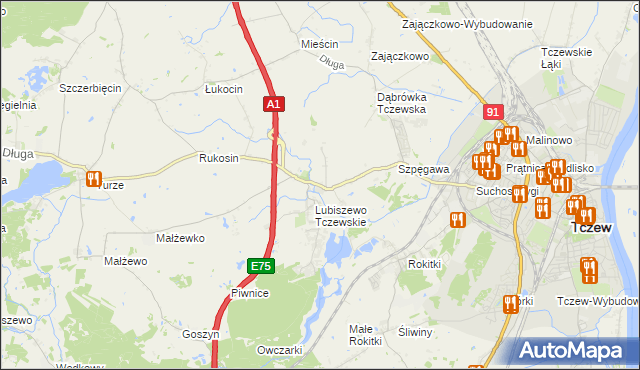 mapa Stanisławie gmina Tczew, Stanisławie gmina Tczew na mapie Targeo