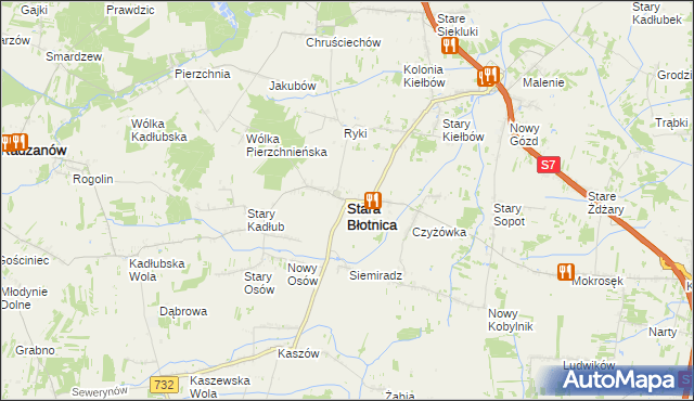 mapa Stara Błotnica, Stara Błotnica na mapie Targeo