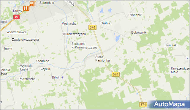 mapa Stara Kamionka gmina Sokółka, Stara Kamionka gmina Sokółka na mapie Targeo