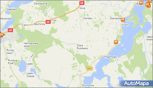 mapa Stara Rudówka, Stara Rudówka na mapie Targeo