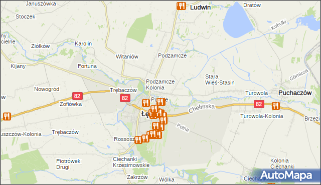 mapa Stara Wieś gmina Łęczna, Stara Wieś gmina Łęczna na mapie Targeo