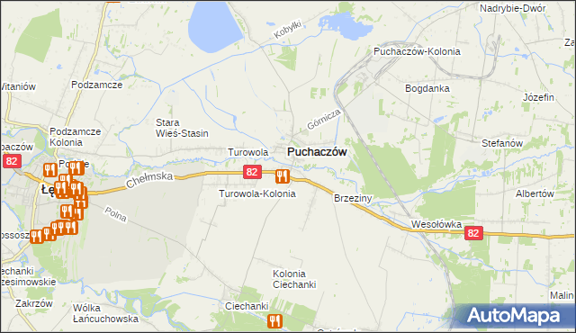 mapa Stara Wieś gmina Puchaczów, Stara Wieś gmina Puchaczów na mapie Targeo