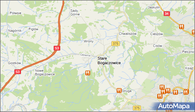 mapa Stare Bogaczowice, Stare Bogaczowice na mapie Targeo