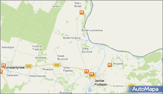 mapa Stare Buczyce, Stare Buczyce na mapie Targeo