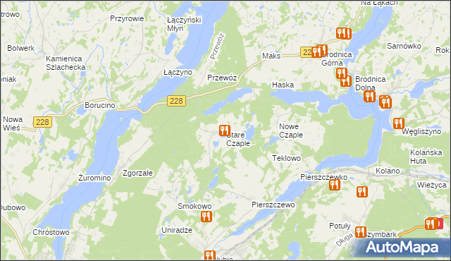 mapa Stare Czaple gmina Stężyca, Stare Czaple gmina Stężyca na mapie Targeo