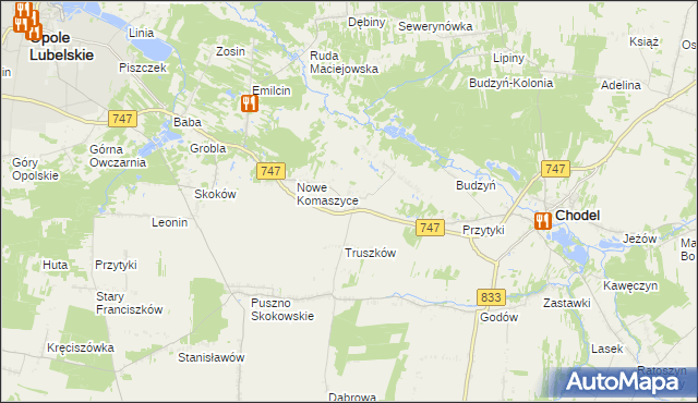 mapa Stare Komaszyce, Stare Komaszyce na mapie Targeo